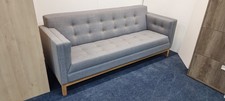Frovi Jig Sofa - 3 Seater - Oak Framed -Deep Buttoned- Grey / Oak / Brand New -