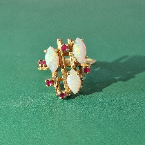 Vintage opal ruby gold - vintage,