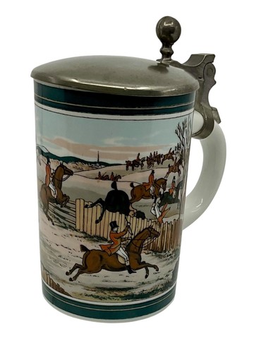 German pewter lidded ceramic - german,