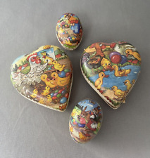 4 x Vintage 1960s GDR  Paper Mache Cardboard Rabbit  Easter Egg East Germany