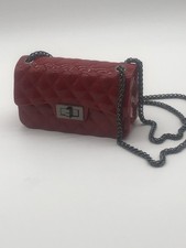 Unusual Glossy Red Silicone Handbag On Long Chain Strap