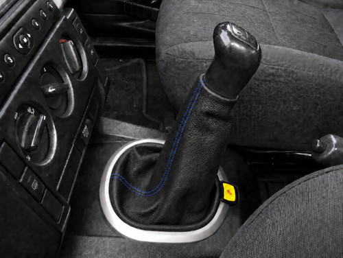 Black leather gear stick - black,