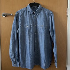 Carhartt Work In Progress Clink Shirt Mens L Denim Chambray Railroad WIP