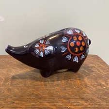 Arthur Wood Piggy Bank 60’ 70’s Abstract Purple Hand Painted