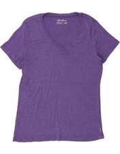 EDDIE BAUER Womens T-Shirt Top UK 18 XL Purple Cotton IS07