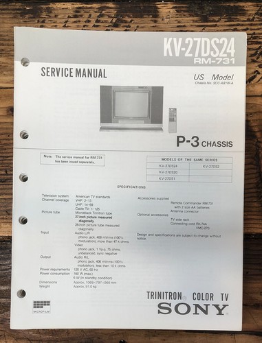 Sony 27ds24 service - kv-27ds24,