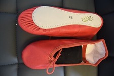 Red Leather full sole ballet shoes - children's and adult's sizes
