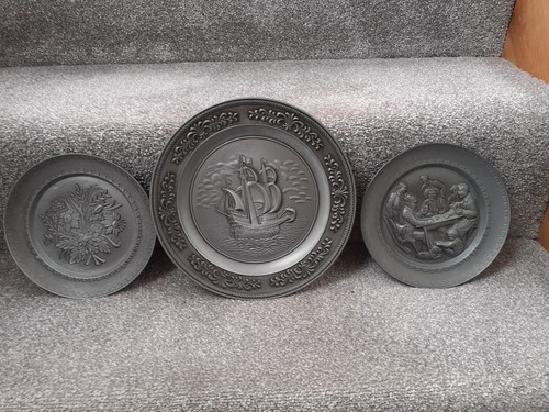 Pewter decorative plates set - pewter,