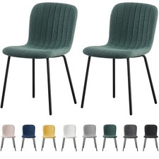 2/4/6Pcs Soft Fabric Dining Chairs with Upholstered Seat and Metal Legs-Bella