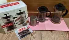 Bodum Cafetiere Milk Frother Cappuccino Set Stainless Steel Shaker Used Once-Box