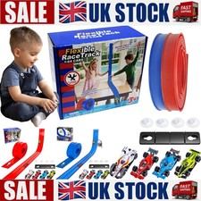 Flexible Race Track Toy Gravity Powered Flex Race Car Ramp Track with 4 Race Car