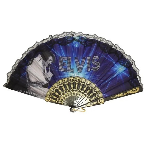 Elvis presley hand fan blue - elvis,