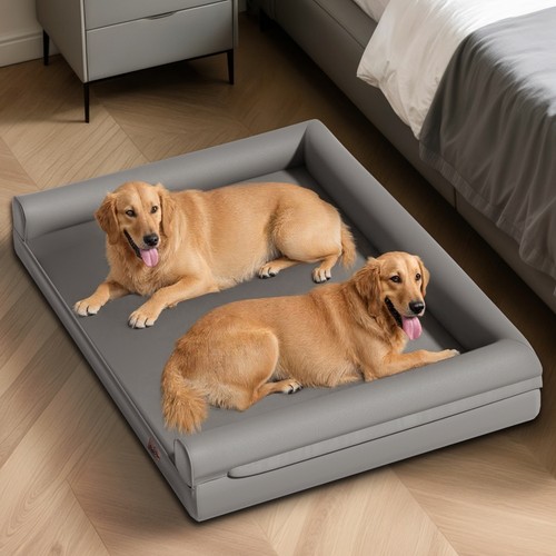 Leather dog bed bolstered pet - dog,