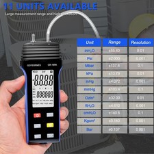 Digital Manometer Differential Air Pressure Meter 2 Port LCD Gas Pressure Tester