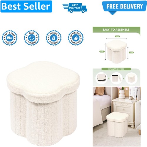 Boucle flower ottoman - boucle,