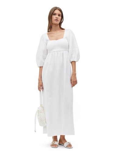 Seed white linen puff sleeve - seed,
