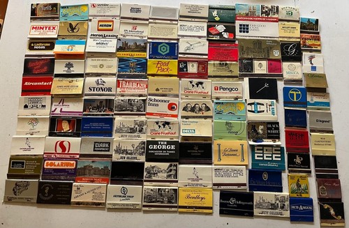 100 old vintage matchbooks - x,