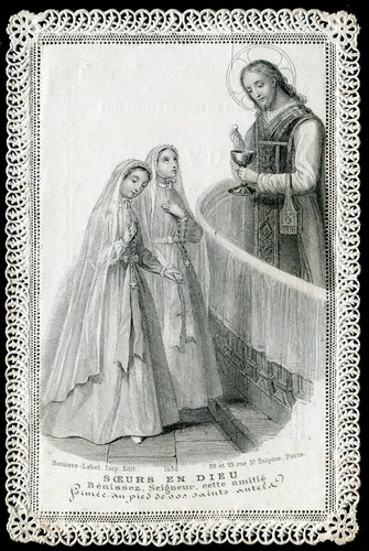 Antique lace holy card - antique,