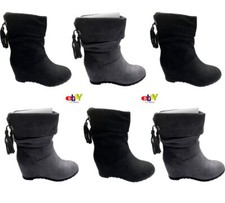 Ladies Womans Mid Calf Wedge