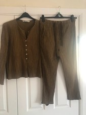 SALE £18 ~ Zara ~ Bloggers Favourite~ Khaki/Brown Crinkle Co Ord Set ~ Lge UK12