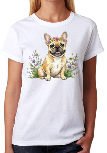 French bulldog floral - french,