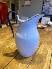 White blue enamel jug - blue,