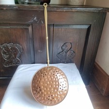 Vintage / Victorian Style Copper & Brass Chestnut Roaster – Fireplace Hearth Pan