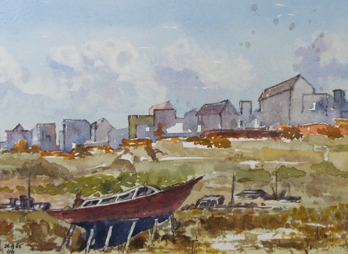 Original watercolour town - watercolour,, 'town