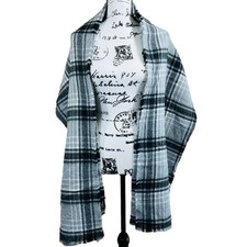 Zara Black Plaid Long Scarf