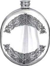 Pewter Flask 6oz,  Plain Oval