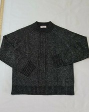 Ladies Lightweight Jumper Bonmarche M Long Sleeve Black With Metallic Fleck 4096