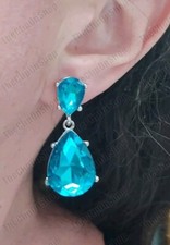 CLIP ON Blue Topaz CRYSTAL