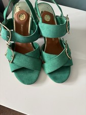 River Island Green Sandals In Size 4 With Gold Buckles