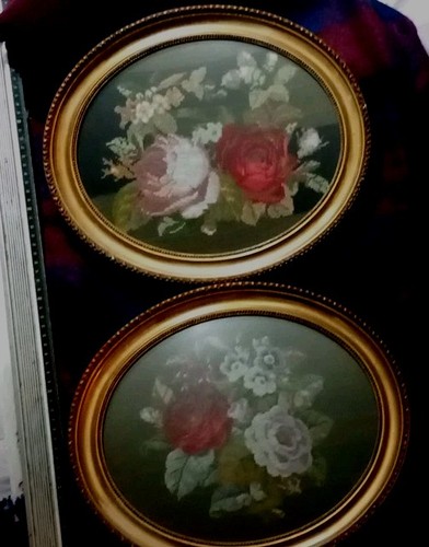 Berlin woolwork pair - woolwork., antique