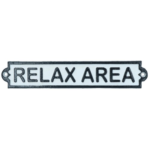 Relax area cast - iron, sign