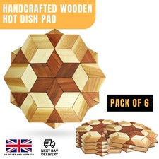 6 Pcs Handcrafted Wooden Hot