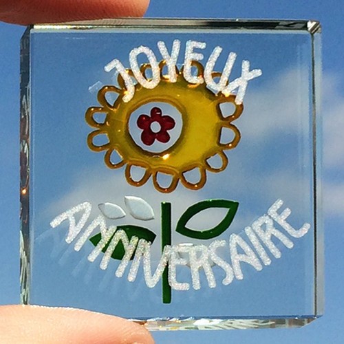 Happy birthday flower glass - happy,
