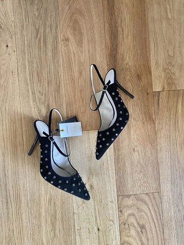 Zara black suede leather stone - black,