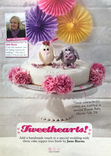 Jane Burns knitting pattern DK mini bride & groom love birds cake topper figures