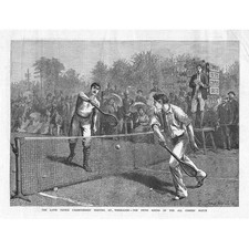 TENNIS Championship Meeting at Wimbledon - Antique Print 1881