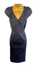 MONSOON Flattering Slate Grey Wiggle Keyhole Back Pencil Occasion Dress UK Sz 16