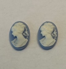 Blue Cameo Stone Oval X2