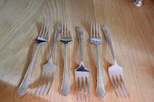 6 pastry forks, silver
