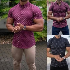 Mens Tops T-Shirt Daily Indoor Lapel Neck M~3XL Office Outdoor Polyester