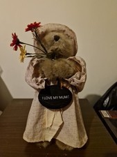 Vintage Flame Homeware Bear with Flowers I Love My Mum Teddy Bear