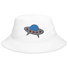 Space Alien Ship UFO Flying Saucer Embroidered Bucket Hat