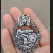 WWII German Army Military Medal Panzer Assault Badge Eagle Tank Silver