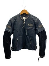 Bates Punching Leather/Biker/Jacket/S/Leather/Nvy/Plain 1811