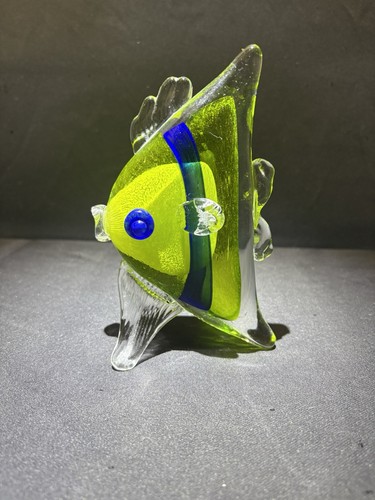 Vintage glass fish signed - glass,