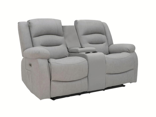 Grey suede power recliner - suede, sofa